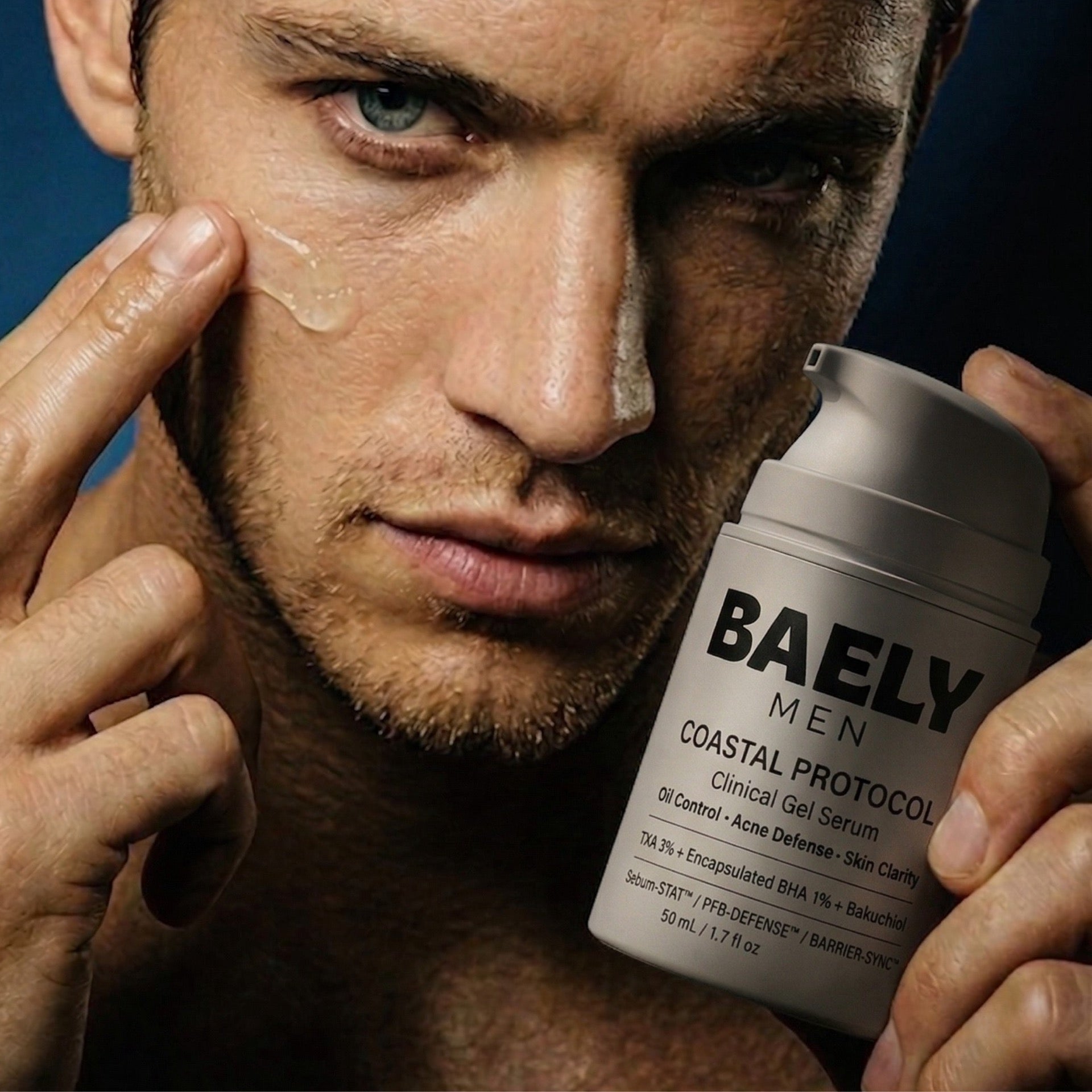 Man applying serum
