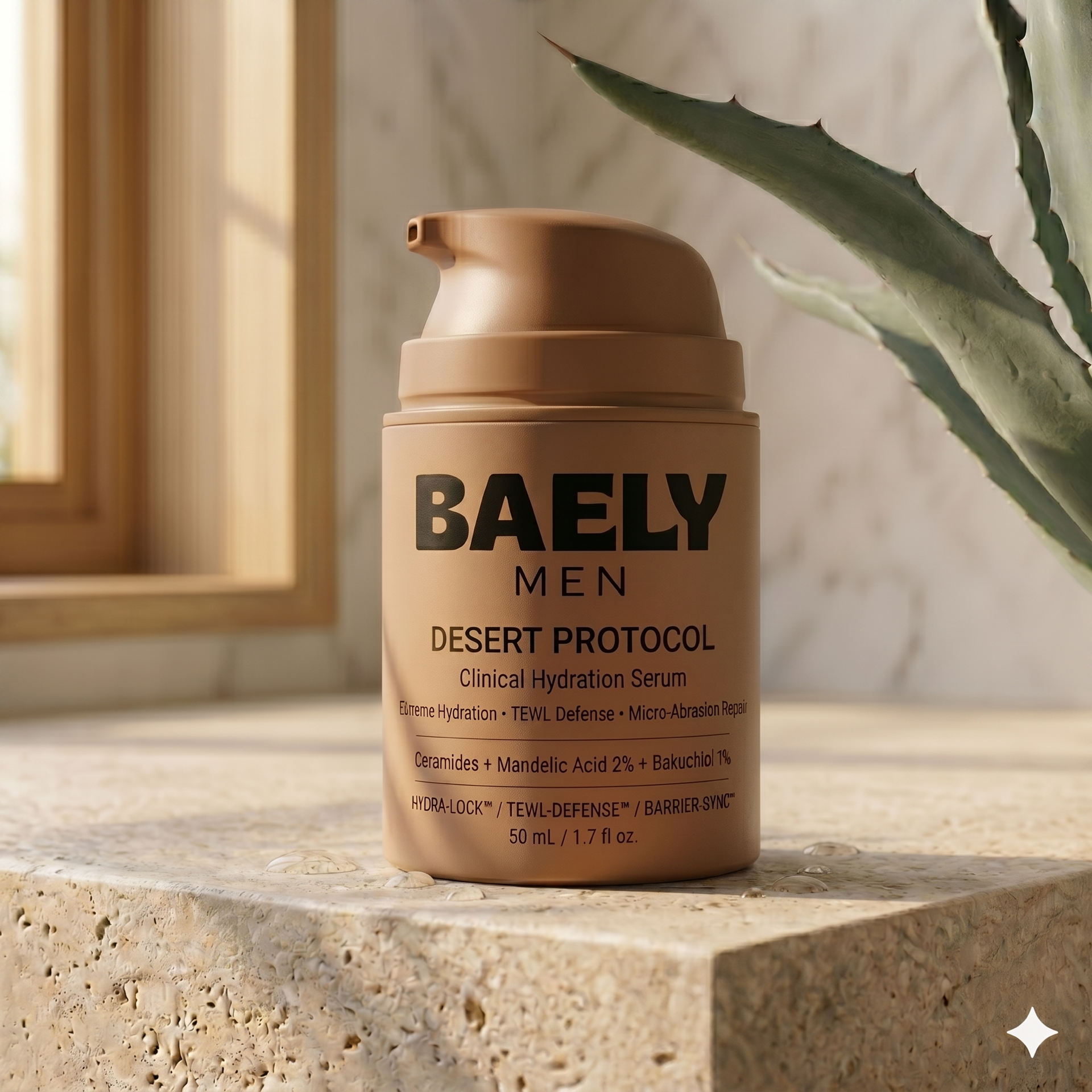 Arid Protocol sandy brown bottle render closeup